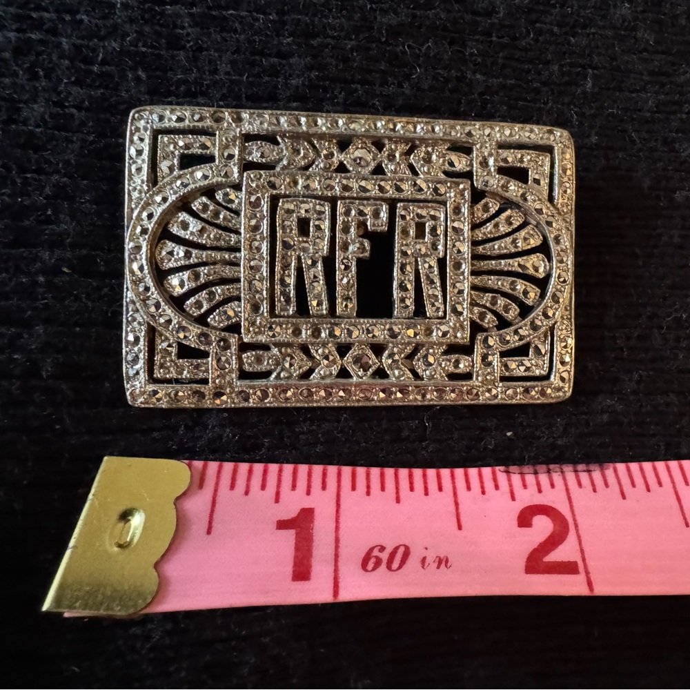 VINTAGE MARCASITE “RFR” MONOGRAM PIN, MINT CONDITION - Picture 3 of 3